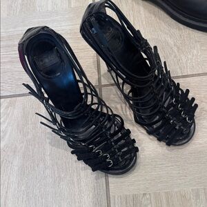 D&G Dolce & Gabbana Chic Black Strappy Heels Size 9